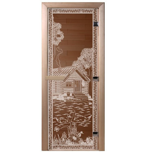 Дверь для саун «Банька в лесу» бронза 1,9м х 0,7м